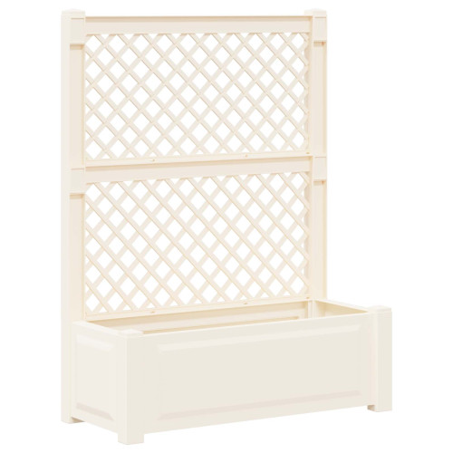 vidaXL Stort planter med spaljé Vit 99,5 x 43 x 133,5 cm PP