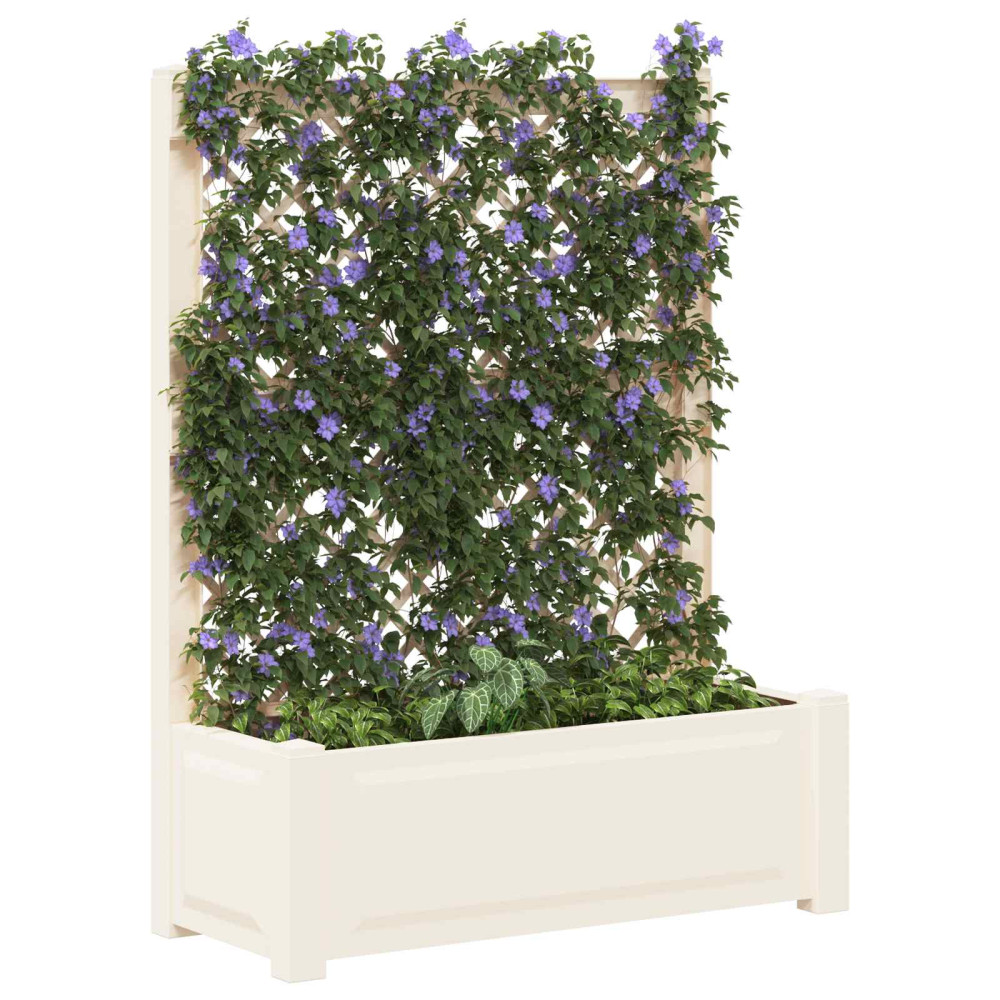 Produktbild för Stort planter med spaljé Vit 99,5 x 43 x 133,5 cm PP