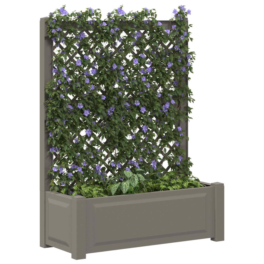 Produktbild för Stort planter med spaljé Grå 99,5 x 43 x 133,5 cm PP