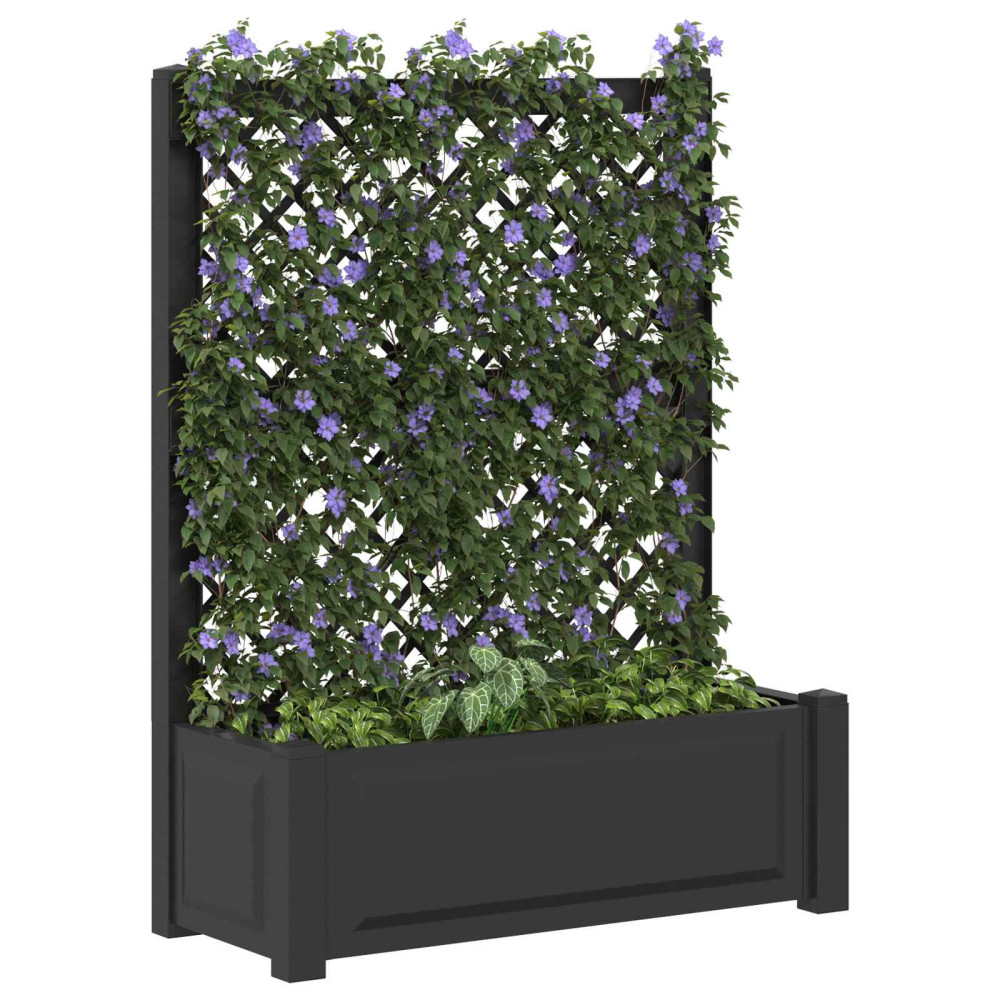 Produktbild för Stort planter med spaljé Antracit 99,5 x 43 x 133,5 cm PP