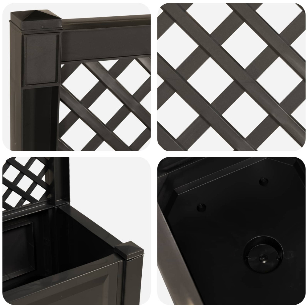 Produktbild för Stort planter med spaljé Antracit 99,5 x 43 x 133,5 cm PP