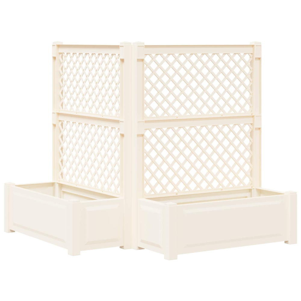 Produktbild för Stort planter med spaljé 2 pcs Vit 143 x 143 x 133,5 cm PP