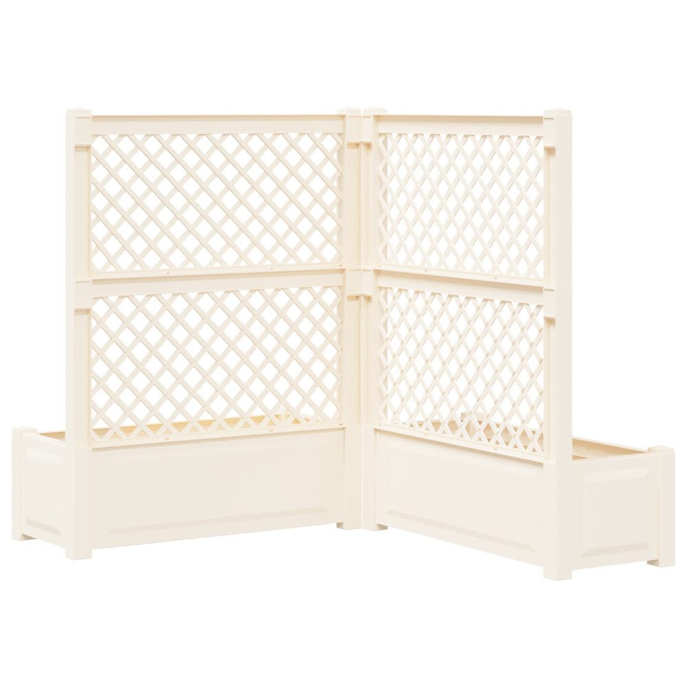 Produktbild för Stort planter med spaljé 2 pcs Vit 143 x 143 x 133,5 cm PP