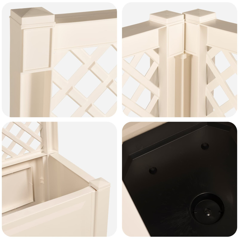 Produktbild för Stort planter med spaljé 2 pcs Vit 143 x 143 x 133,5 cm PP