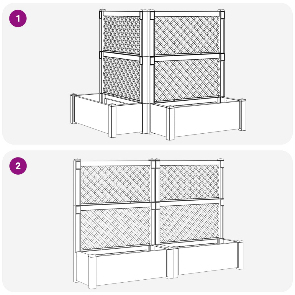 Produktbild för Stort planter med spaljé 2 pcs Vit 143 x 143 x 133,5 cm PP