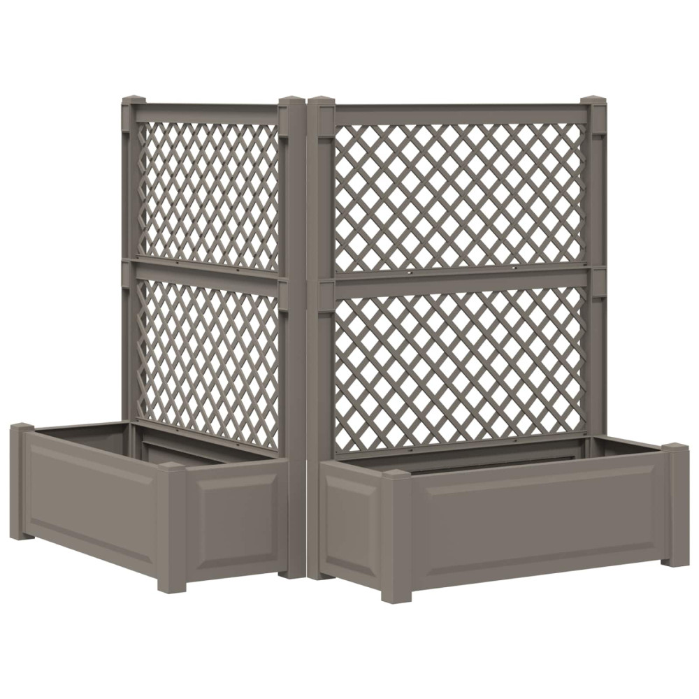 Produktbild för Stort planter med spaljé 2 pcs Grå 143 x 143 x 133,5 cm PP