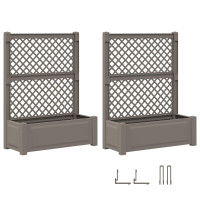 Produktbild för Stort planter med spaljé 2 pcs Grå 143 x 143 x 133,5 cm PP