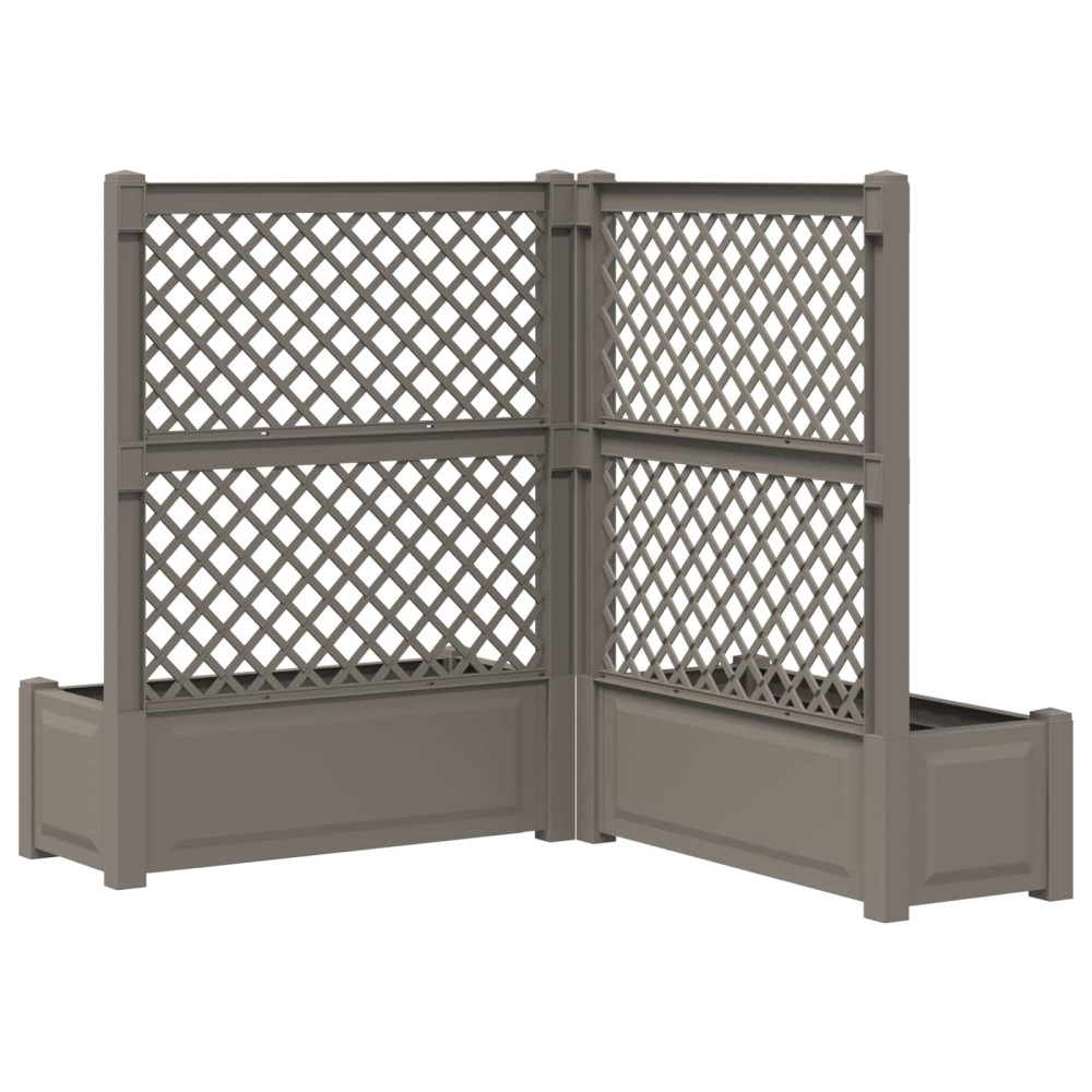 Produktbild för Stort planter med spaljé 2 pcs Grå 143 x 143 x 133,5 cm PP