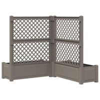 Produktbild för Stort planter med spaljé 2 pcs Grå 143 x 143 x 133,5 cm PP