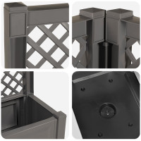 Produktbild för Stort planter med spaljé 2 pcs Grå 143 x 143 x 133,5 cm PP
