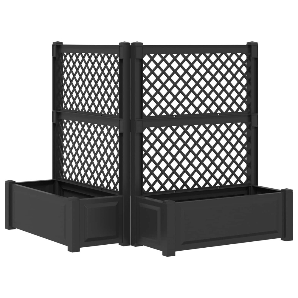 Produktbild för Stort planter med spaljé 2 pcs Antracit 143 x 143 x 133,5 cm PP