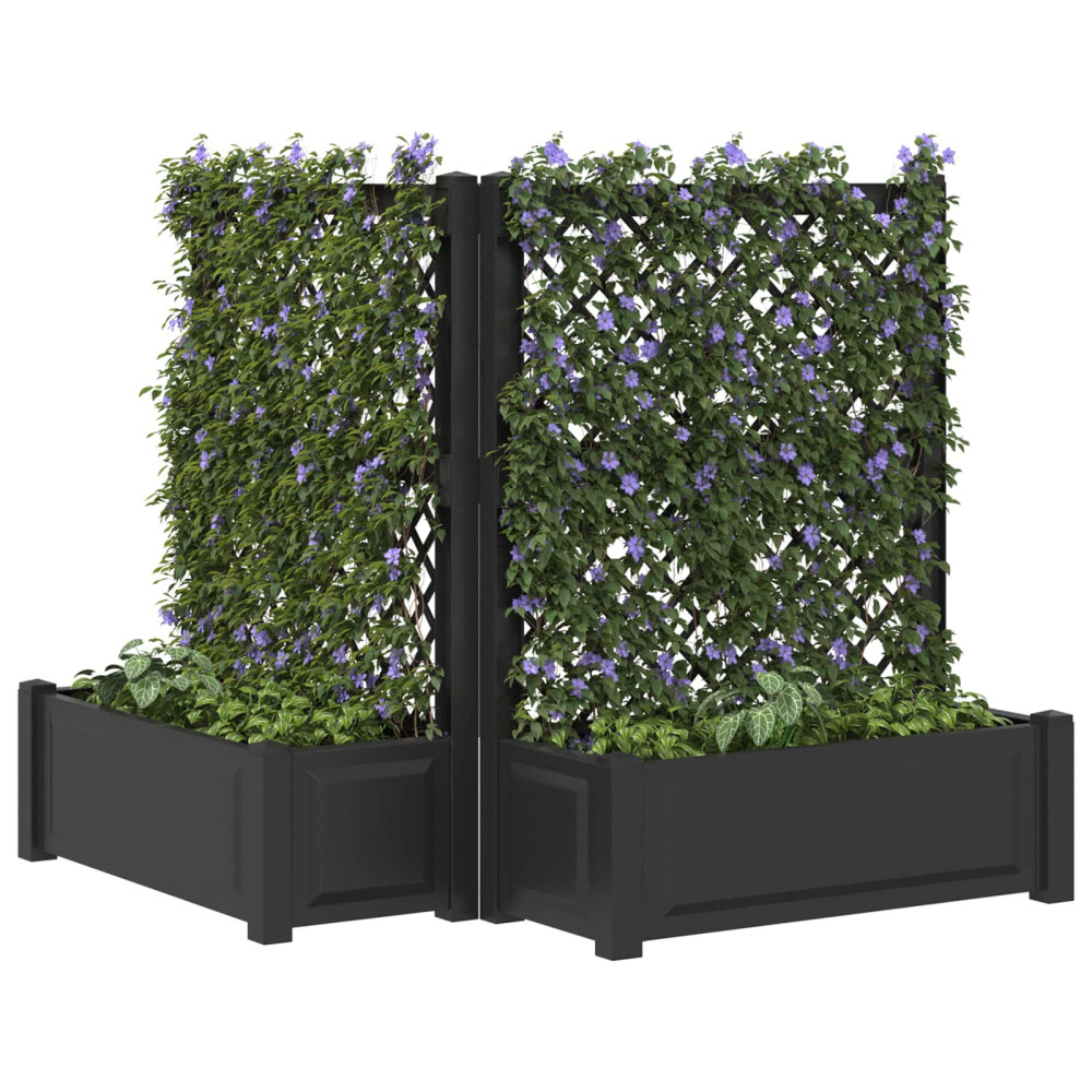 Produktbild för Stort planter med spaljé 2 pcs Antracit 143 x 143 x 133,5 cm PP