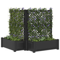 Produktbild för Stort planter med spaljé 2 pcs Antracit 143 x 143 x 133,5 cm PP