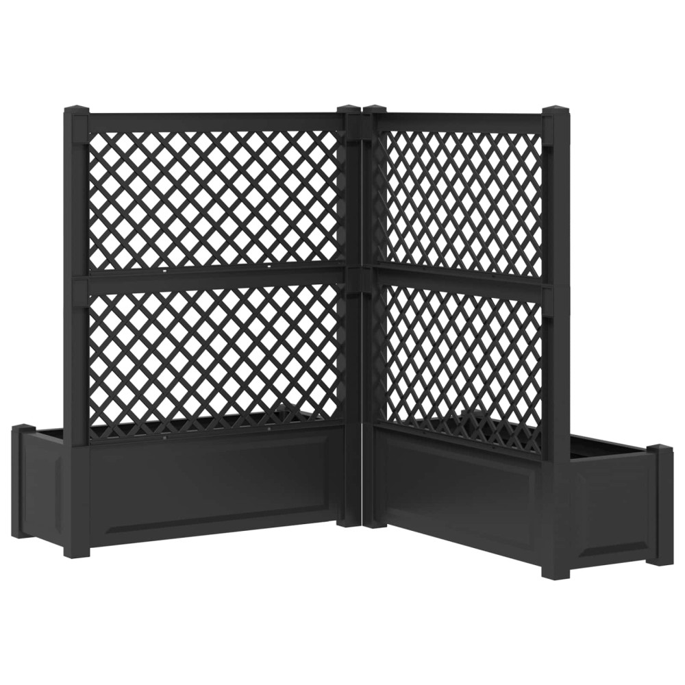 Produktbild för Stort planter med spaljé 2 pcs Antracit 143 x 143 x 133,5 cm PP