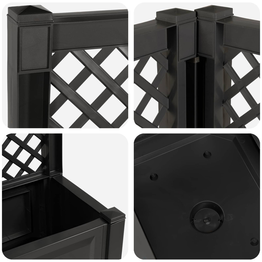 Produktbild för Stort planter med spaljé 2 pcs Antracit 143 x 143 x 133,5 cm PP