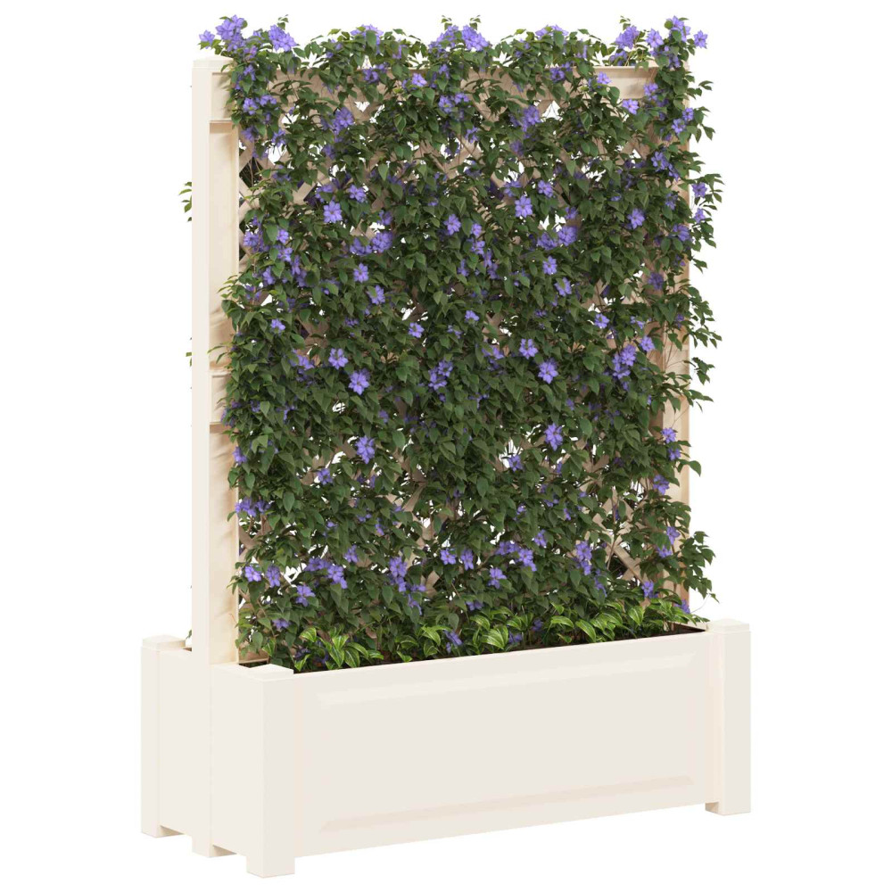Produktbild för Stor blomkruka med spaljé Vit 99,5 x 43 x 133,5 PP