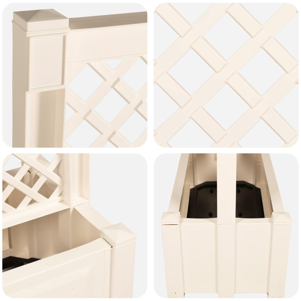 Produktbild för Stor blomkruka med spaljé Vit 99,5 x 43 x 133,5 PP