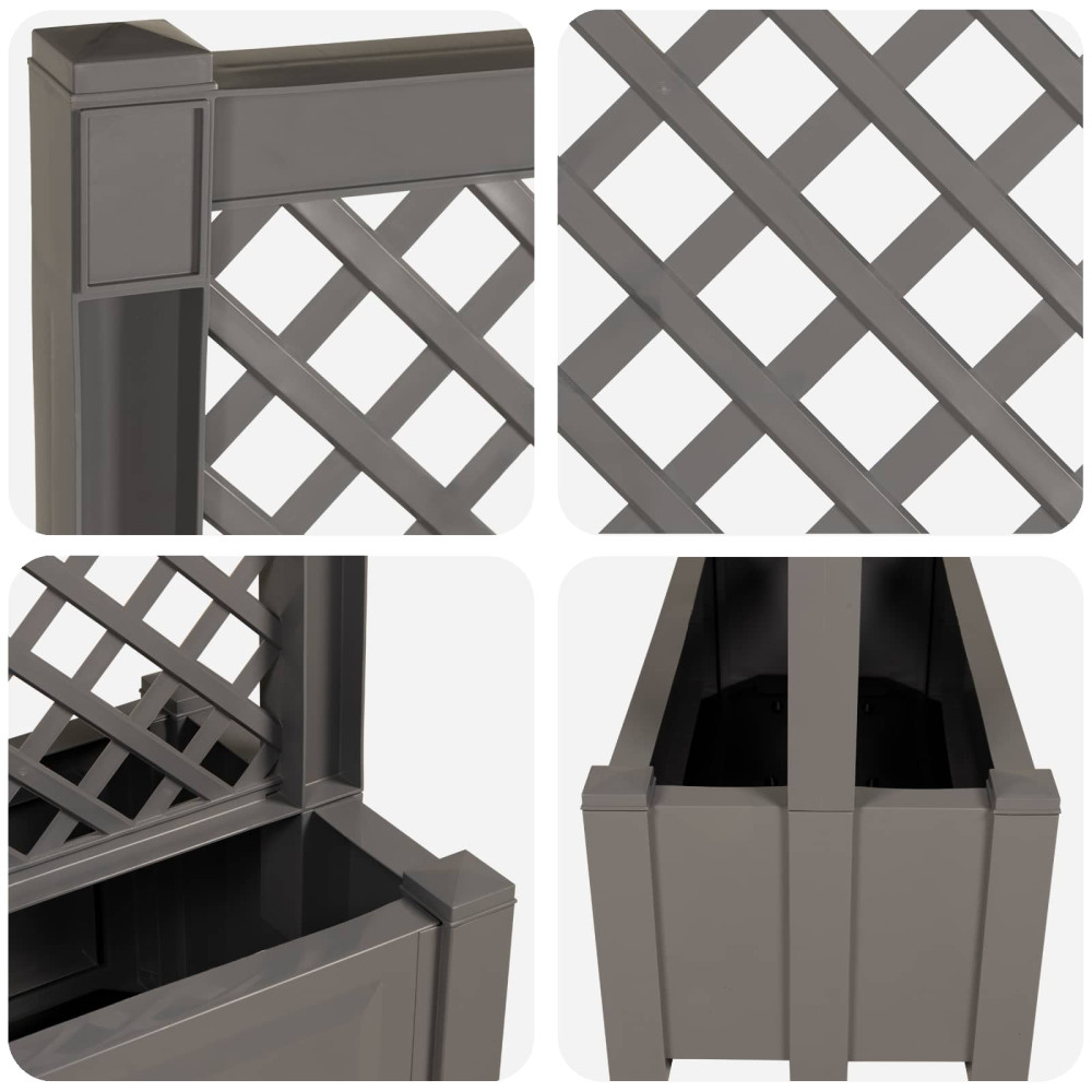 Produktbild för Stor blomkruka med spaljé Grå 99,5 x 43 x 133,5 PP