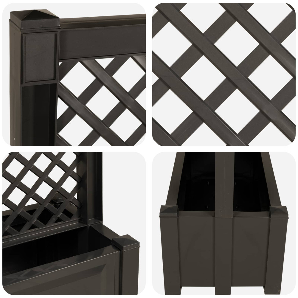 Produktbild för Stor blomkruka med spaljé Antracit 99,5 x 43 x 133,5 PP