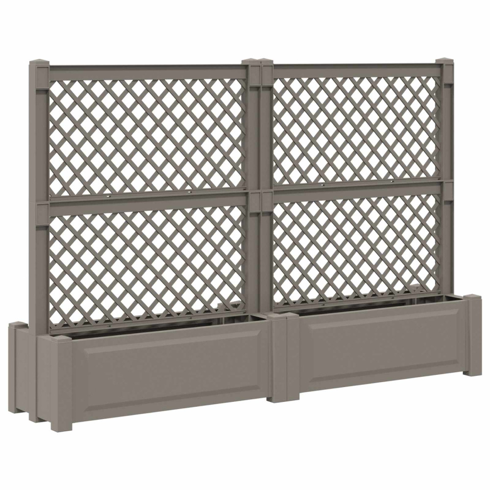 Produktbild för Stor blomkruka med spaljé 2 pcs Grå 200 x 43 x 133,5 cm PP