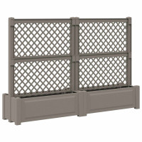 Produktbild för Stor blomkruka med spaljé 2 pcs Grå 200 x 43 x 133,5 cm PP