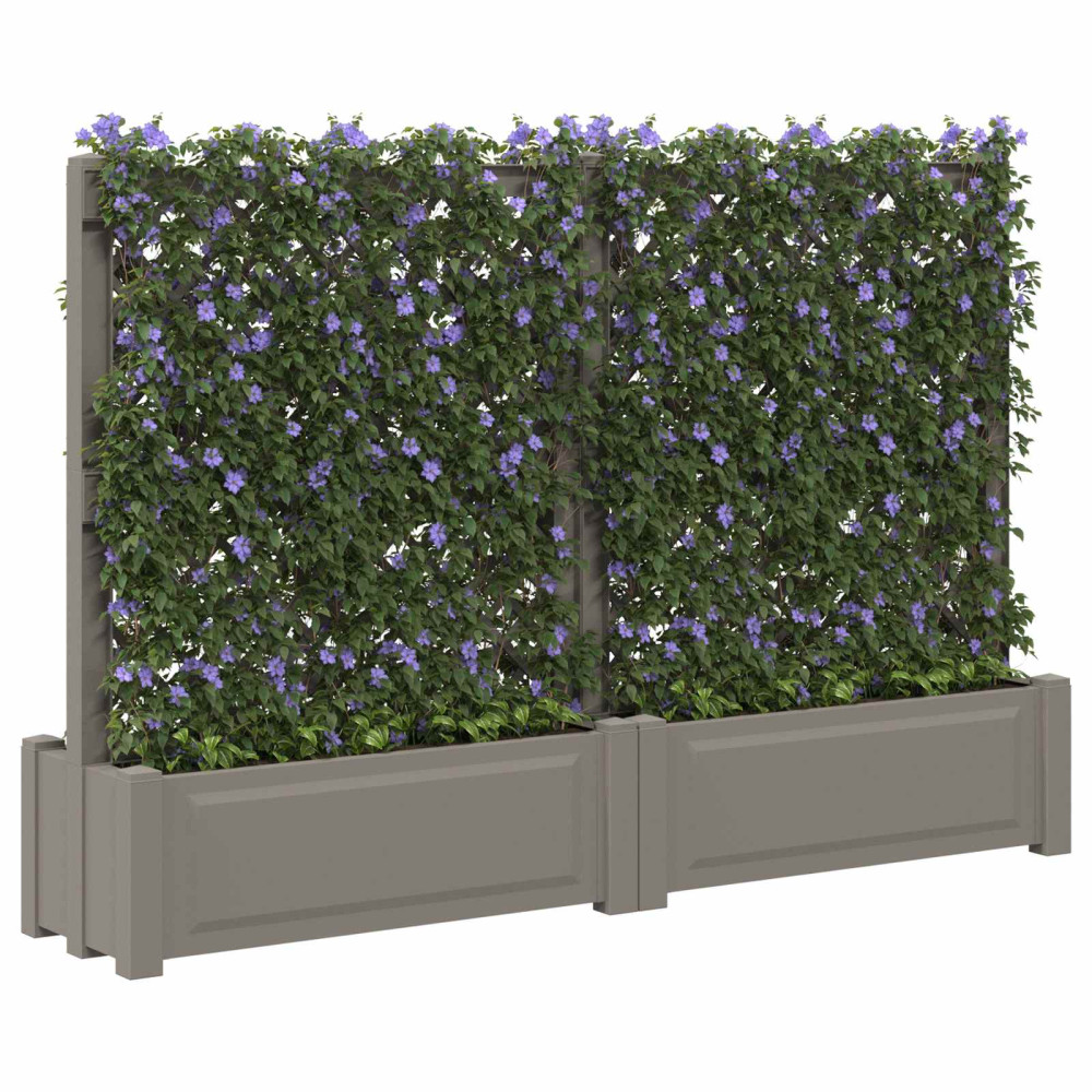 Produktbild för Stor blomkruka med spaljé 2 pcs Grå 200 x 43 x 133,5 cm PP
