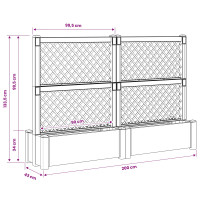 Produktbild för Stor blomkruka med spaljé 2 pcs Grå 200 x 43 x 133,5 cm PP
