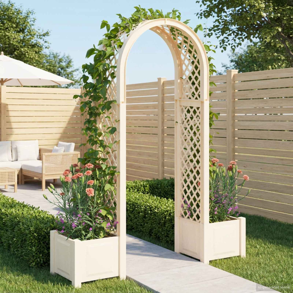 Produktbild för Rosengång med kruka Vit 168,5 x 43 x 207 cm PP
