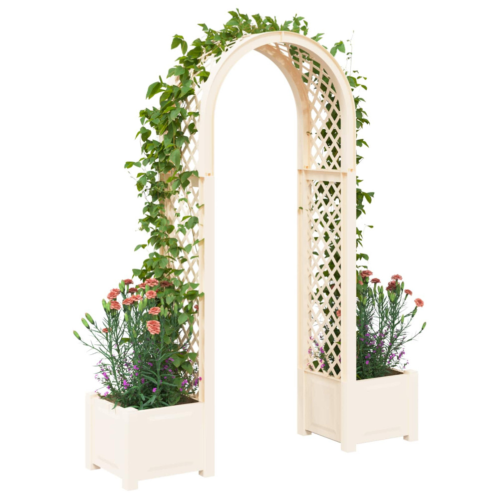 Produktbild för Rosengång med kruka Vit 168,5 x 43 x 207 cm PP
