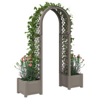 Produktbild för Rosengång med kruka Grå 168,5 x 43 x 207 cm PP