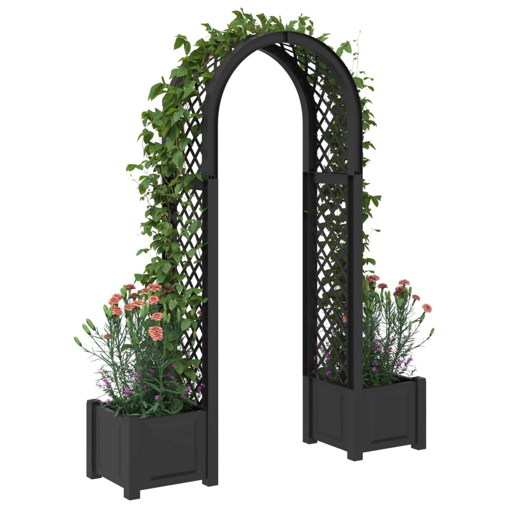 Produktbild för Rosengång med kruka Antracit 168,5 x 43 x 207 cm PP