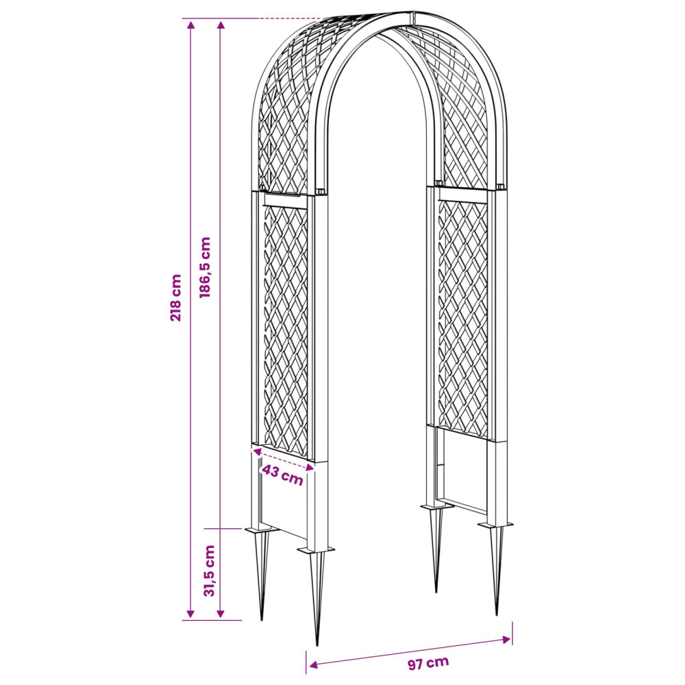 Produktbild för Rosbåge med piggar Vit 97 x 43 x 218 cm PP