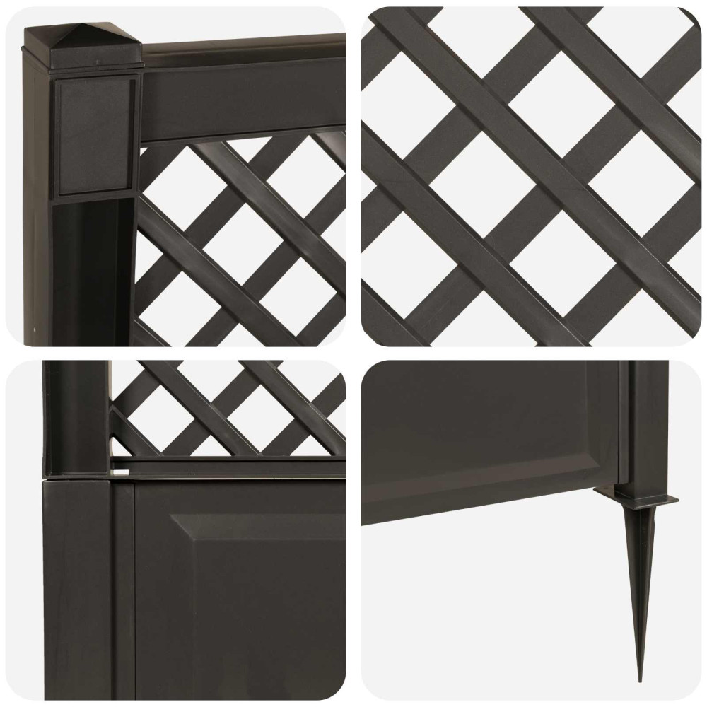 Produktbild för Trellis med spik Antracit 43 x 6 x 165 cm PP
