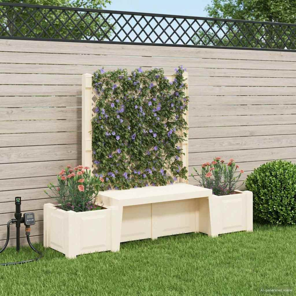 Produktbild för Trädgårdsbänk Kopenhagen Vit 173 x 49 x 135,5 cm PP