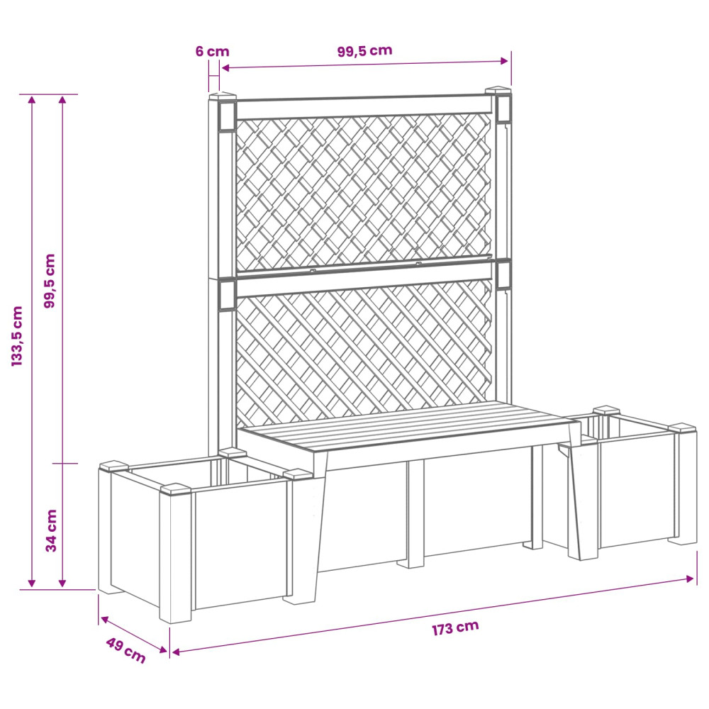 Produktbild för Trädgårdsbänk Kopenhagen Vit 173 x 49 x 135,5 cm PP