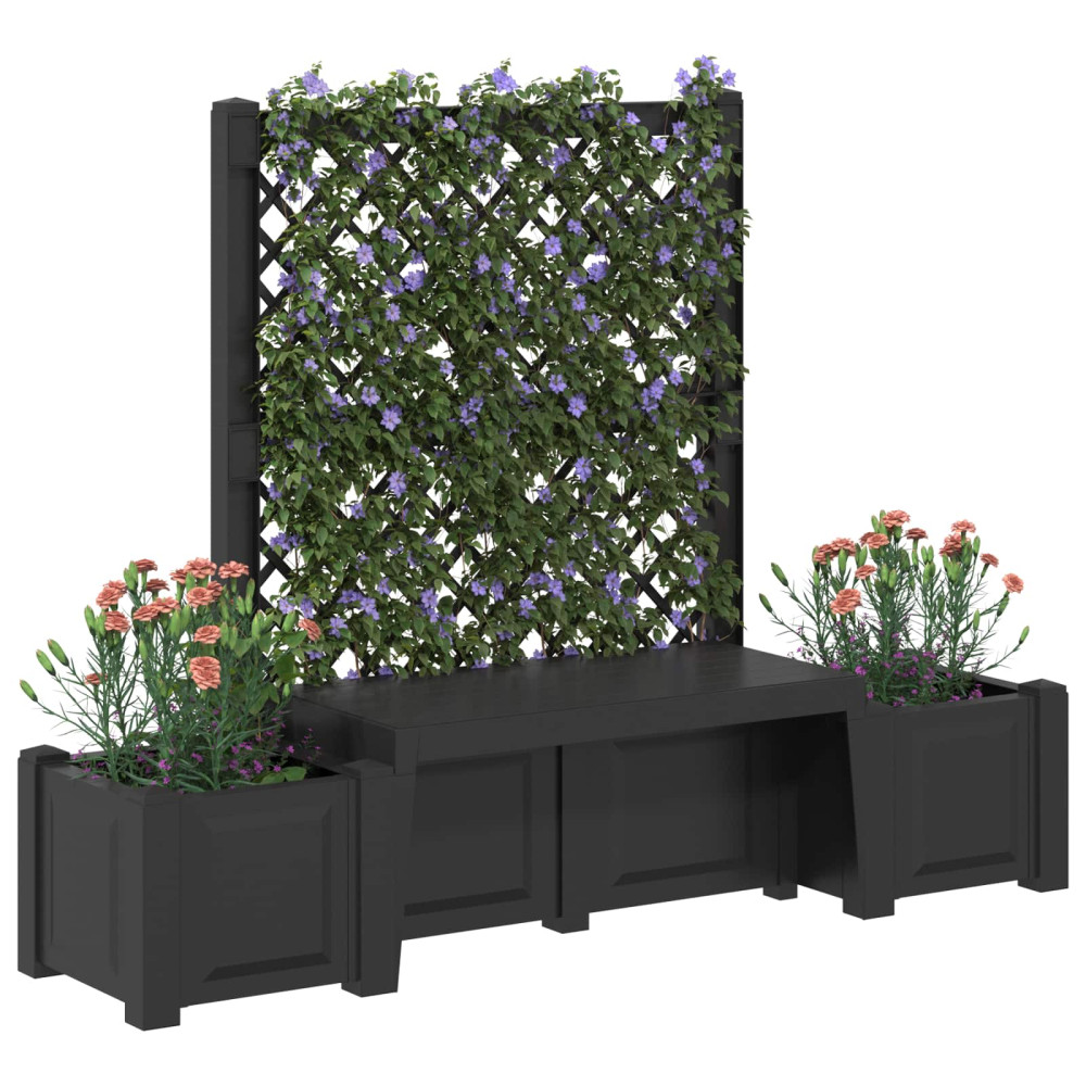 Produktbild för Trädgårdsbänk Kopenhagen Antracit 173 x 49 x 135,5 cm PP