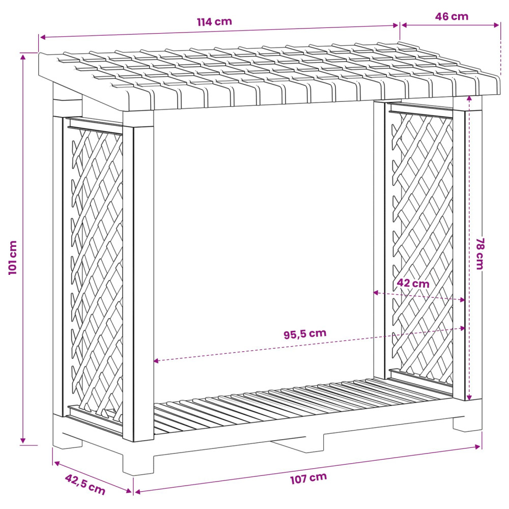Produktbild för Eldstäder Rack 114 x 46 x 101 cm PP Antracit