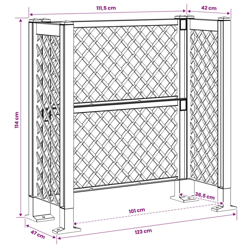 Produktbild för Soptunna Spaljé Antracit 123 x 47 x 114 cm PP