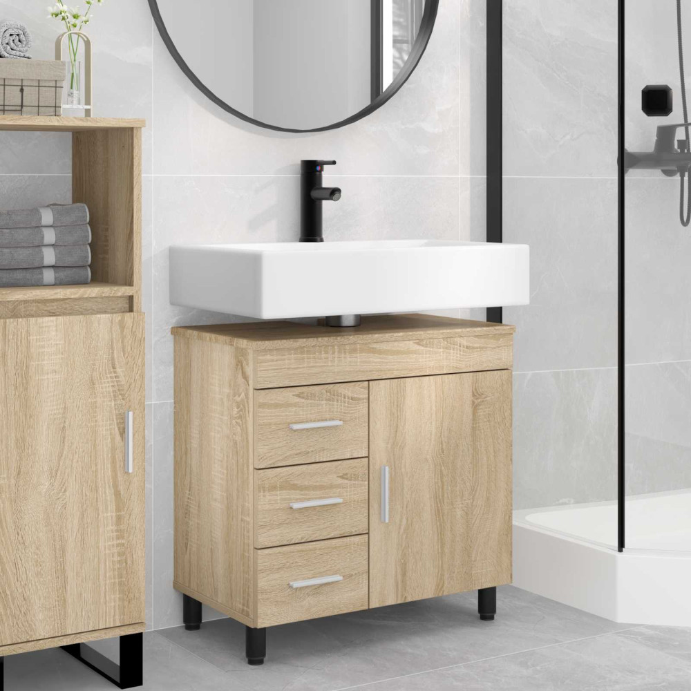 Produktbild för Badrums vaskenhet Sonoma-ek 60 x 35 x 60 cm Konstruerat trä