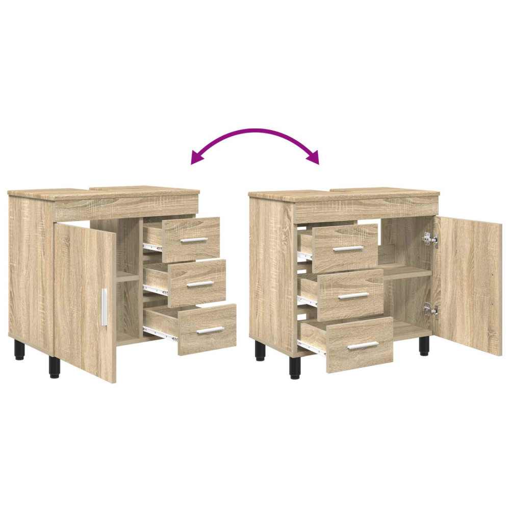 Produktbild för Badrums vaskenhet Sonoma-ek 60 x 35 x 60 cm Konstruerat trä
