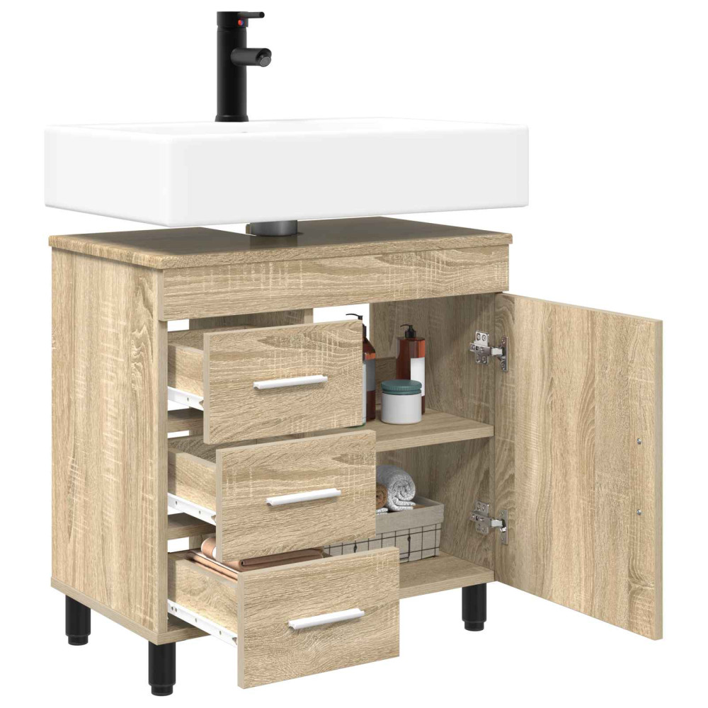 Produktbild för Badrums vaskenhet Sonoma-ek 60 x 35 x 60 cm Konstruerat trä