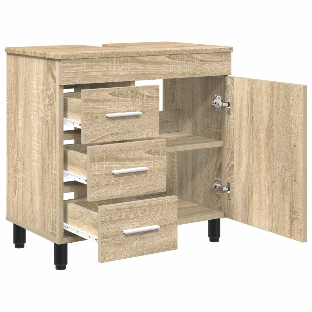 Produktbild för Badrums vaskenhet Sonoma-ek 60 x 35 x 60 cm Konstruerat trä