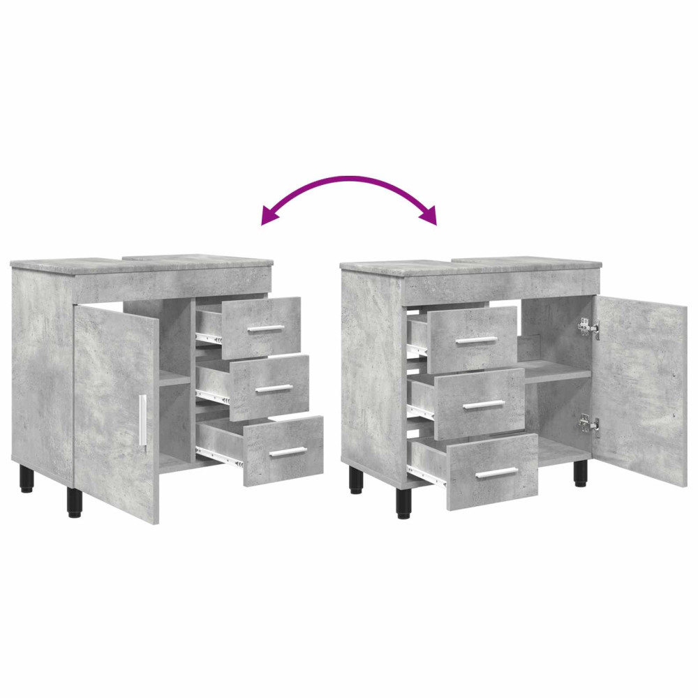 Produktbild för Badrums vaskenhet Betonggrå 60 x 35 x 60 cm Konstruerat trä