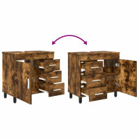 Produktbild för Badrums vaskenhet Rökt ek 60 x 35 x 60 cm Konstruerat trä