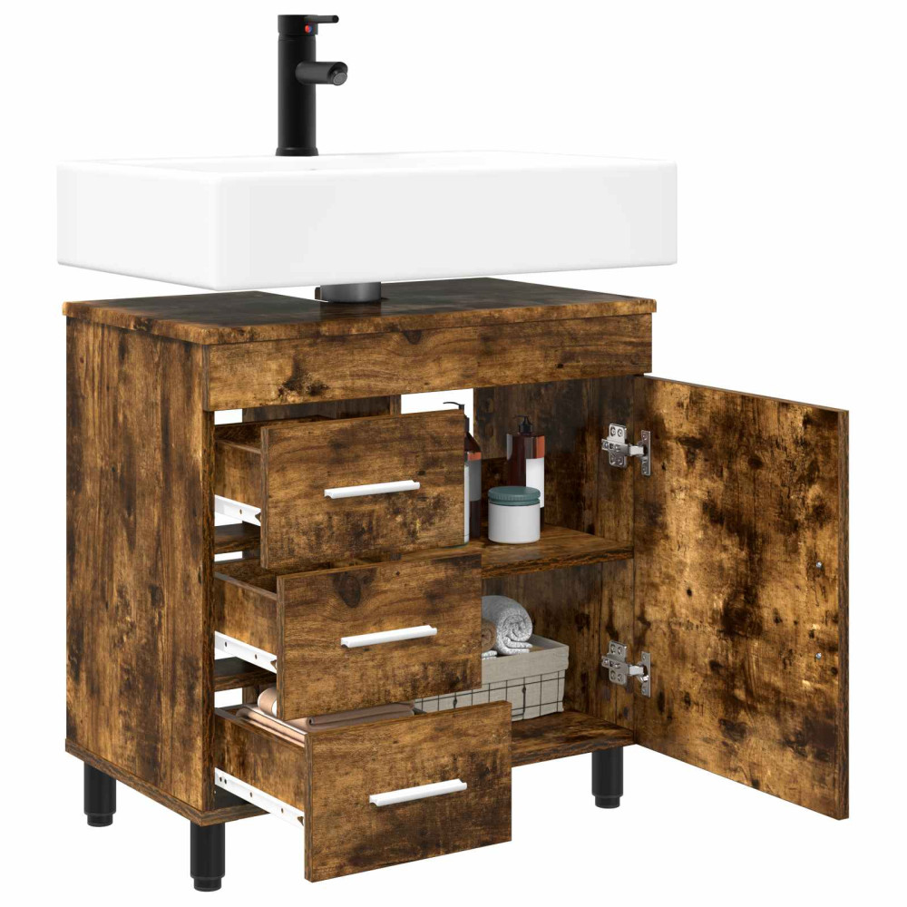 Produktbild för Badrums vaskenhet Rökt ek 60 x 35 x 60 cm Konstruerat trä