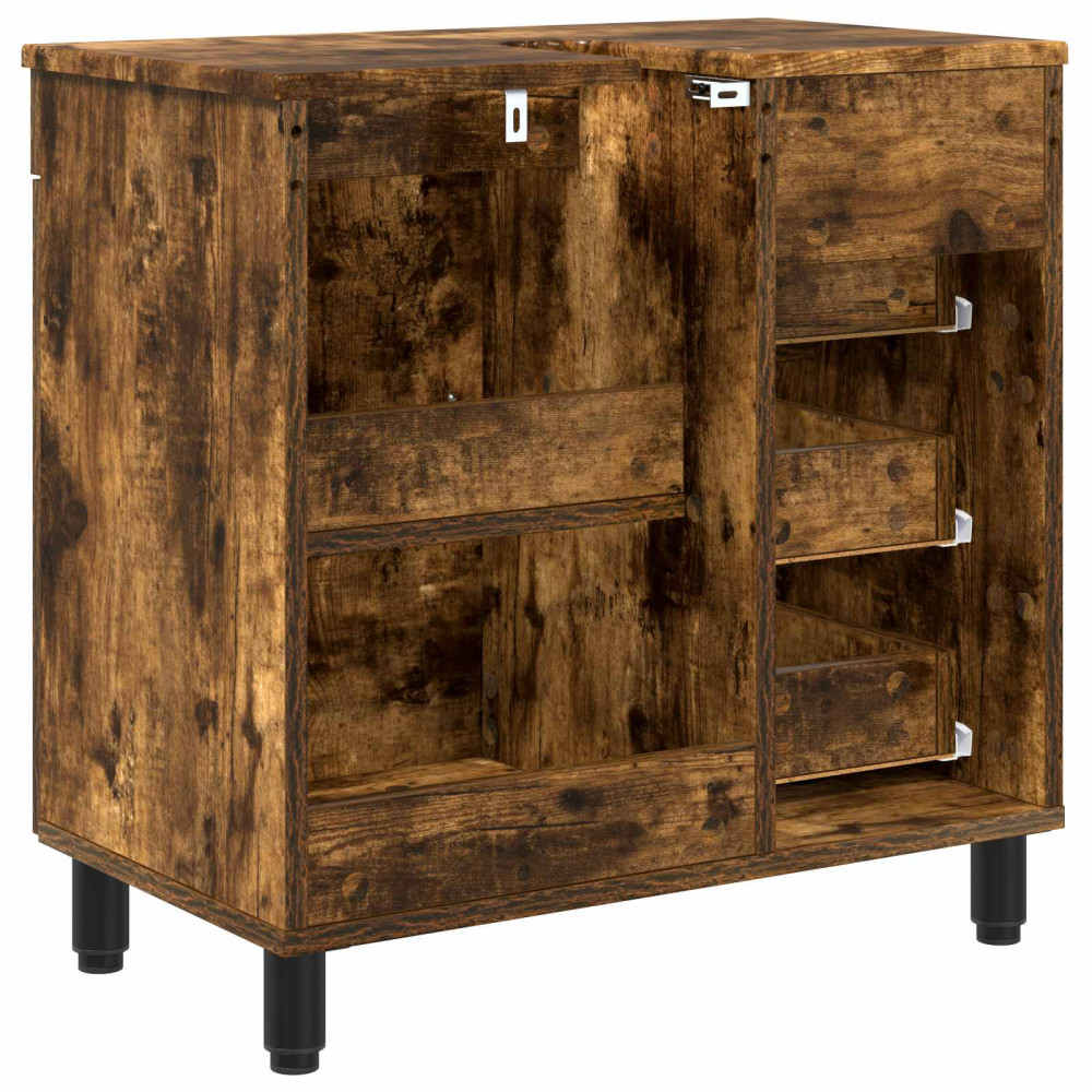 Produktbild för Badrums vaskenhet Rökt ek 60 x 35 x 60 cm Konstruerat trä
