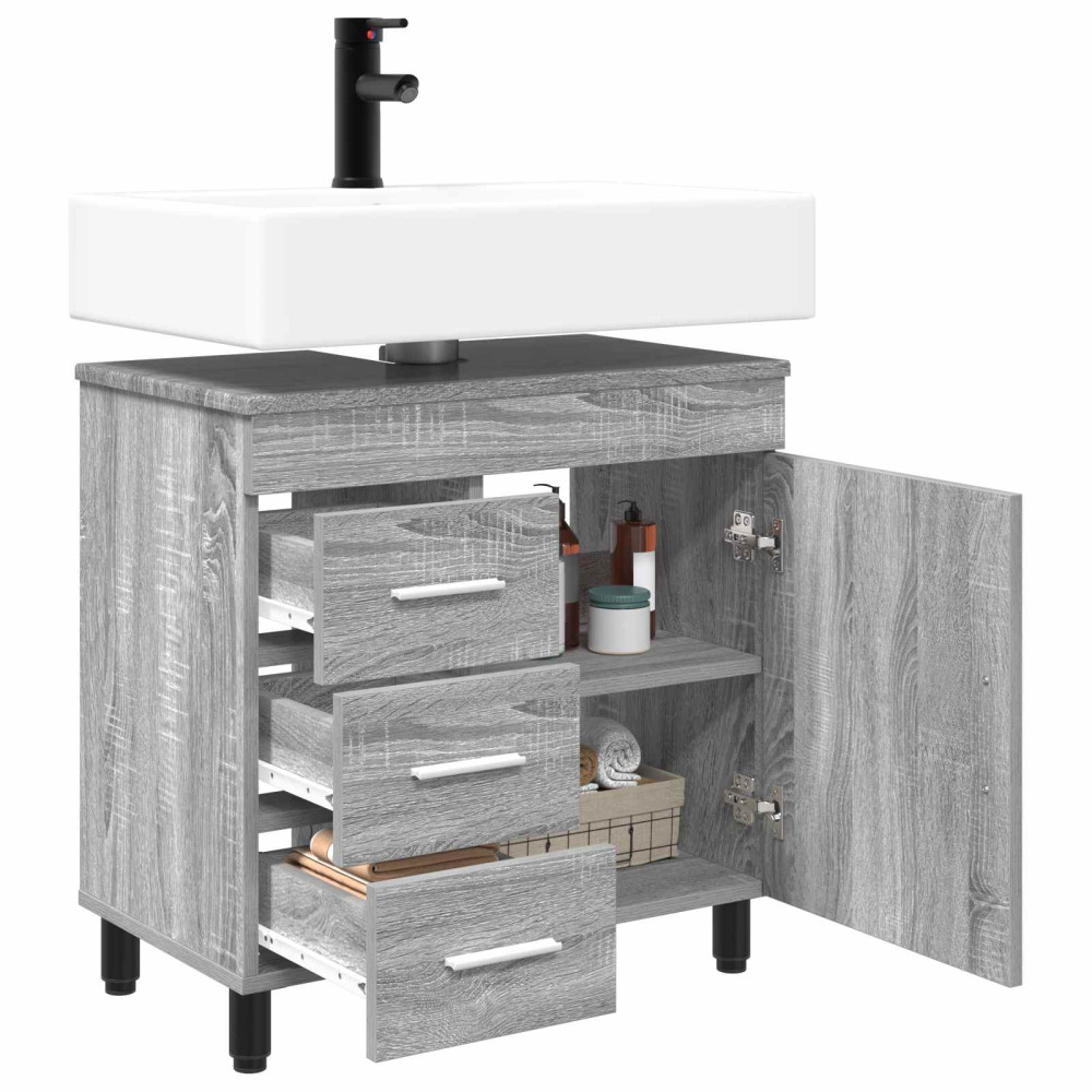 Produktbild för Badrums vaskenhet Grå Sonoma 60 x 35 x 60 cm Konstruerat trä