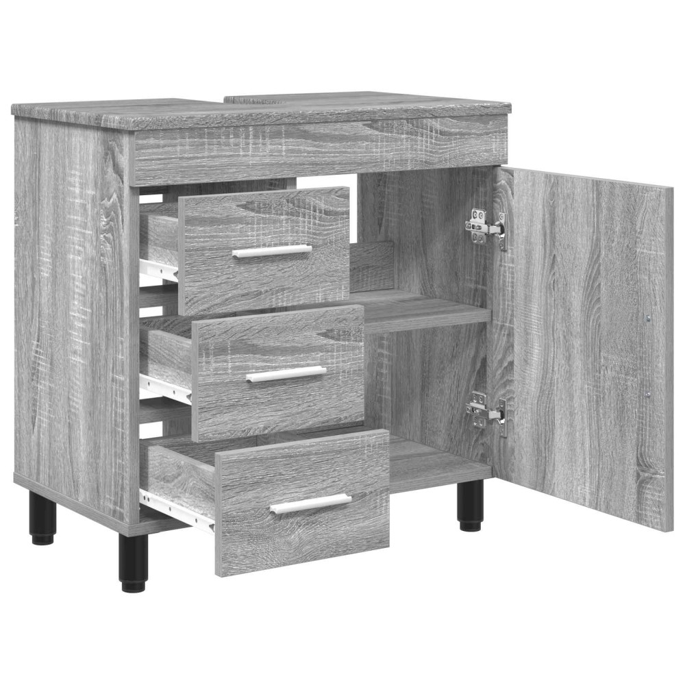 Produktbild för Badrums vaskenhet Grå Sonoma 60 x 35 x 60 cm Konstruerat trä