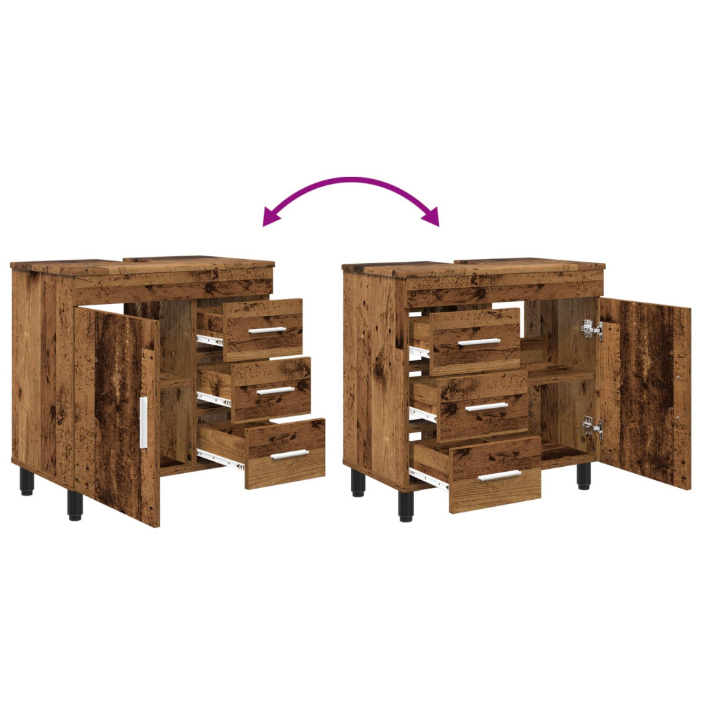 Produktbild för Badrums vaskenhet Gammalt trä 60 x 35 x 60 cm Konstruerat trä