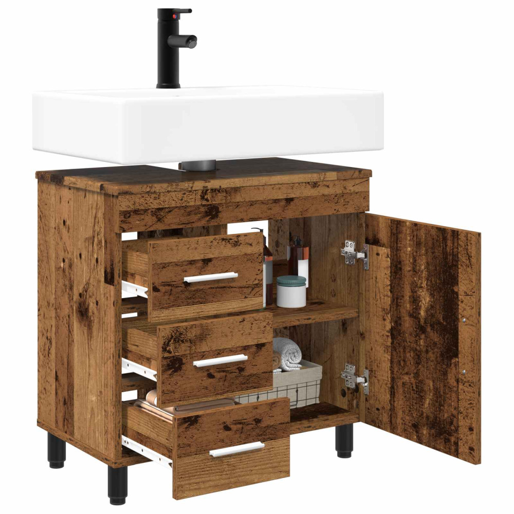 Produktbild för Badrums vaskenhet Gammalt trä 60 x 35 x 60 cm Konstruerat trä